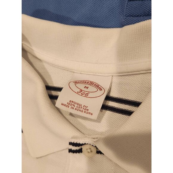 Brooks Brothers Mens Medium Polo Lot of 2 embroidered logo cotton striped multi - Picture 3 of 9